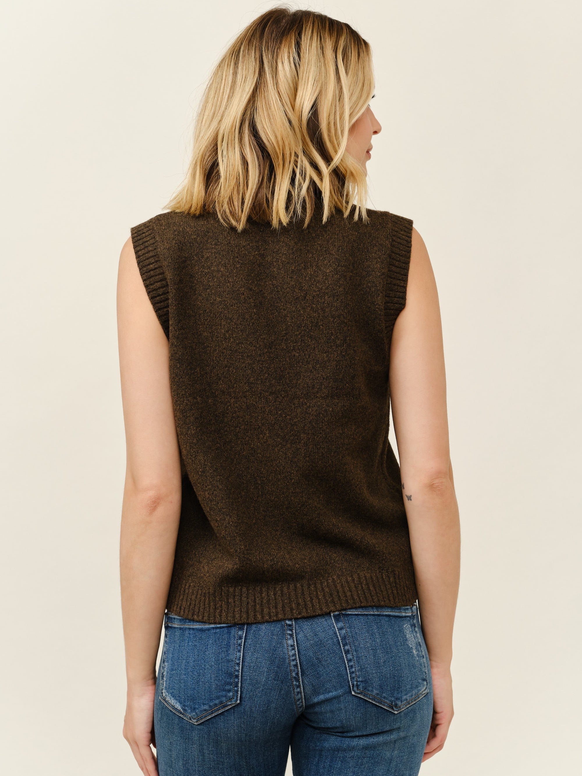 Button Front Boxy Crew Vest
