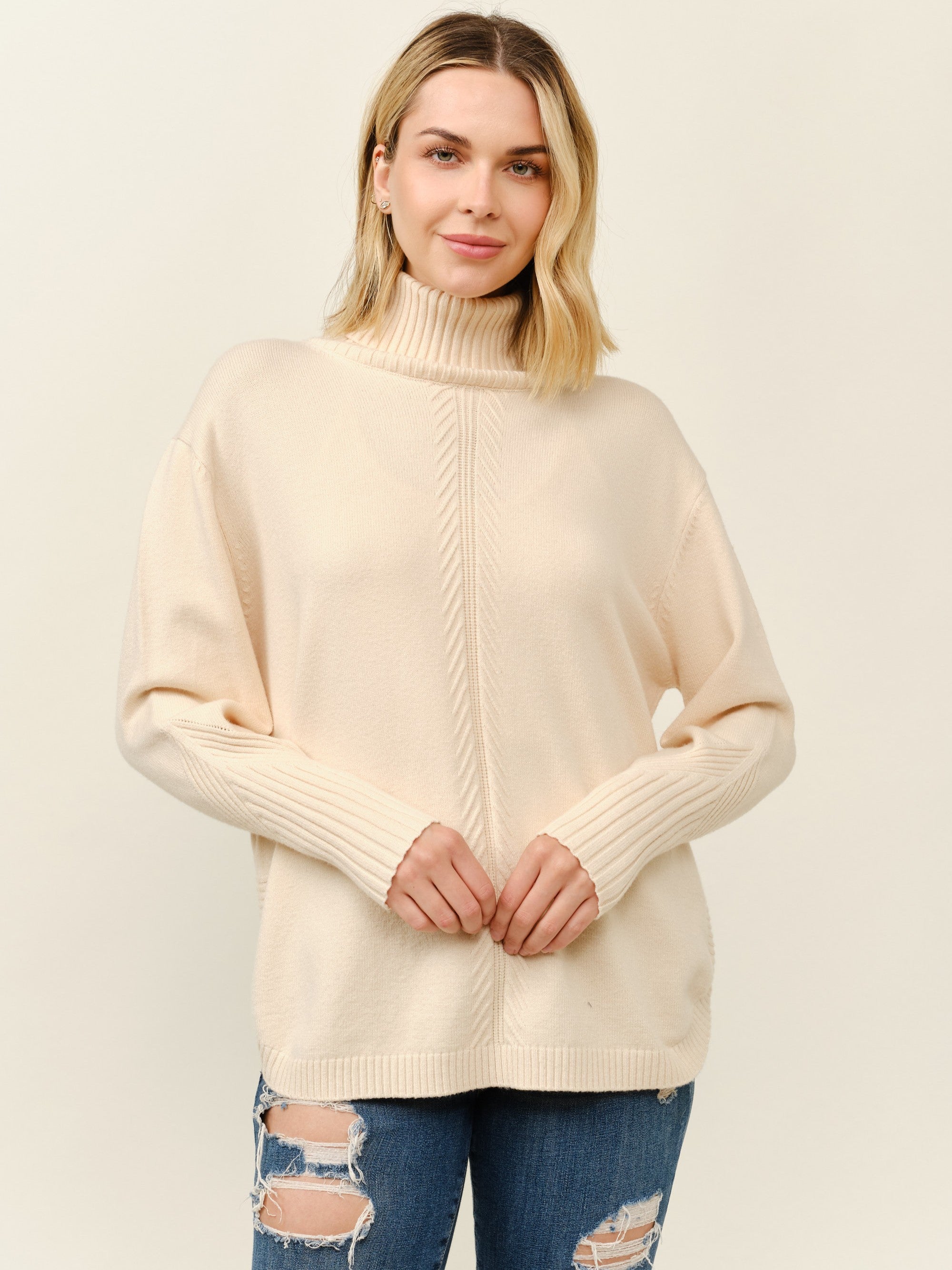 Cielo Relaxed Fit Long Turtleneck Sweater