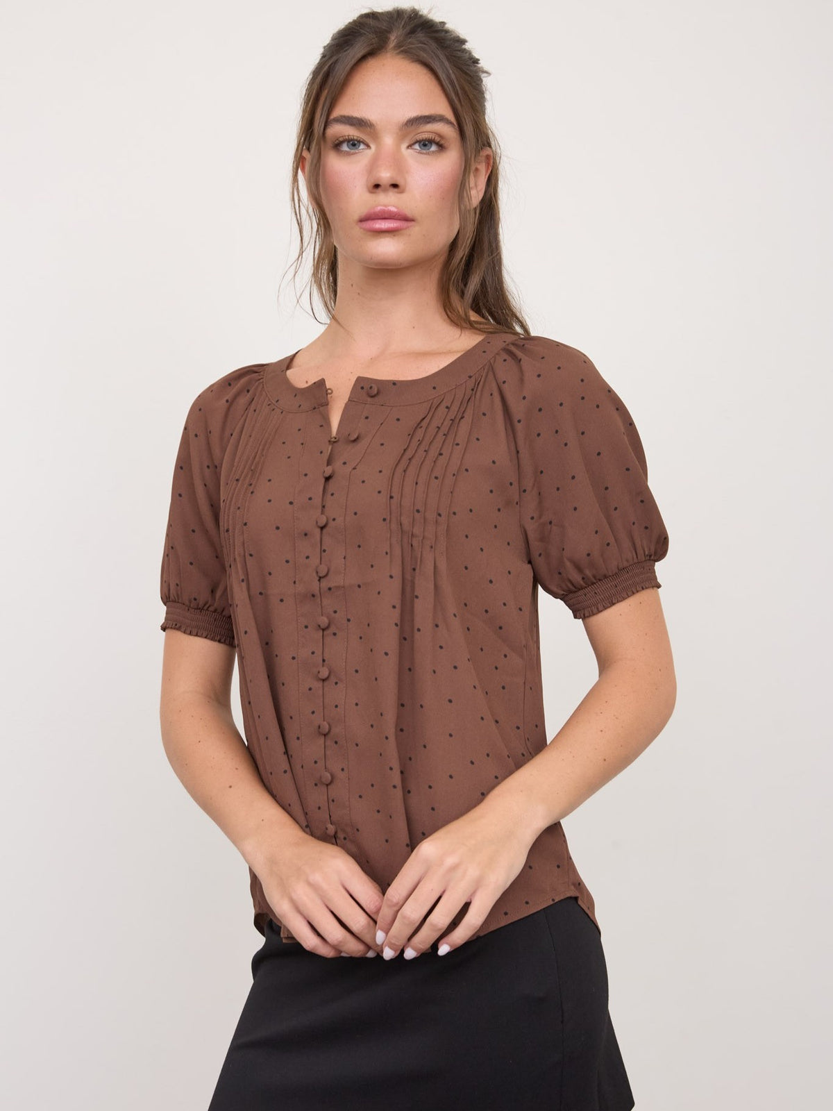 Polka Dot Short Sleeve Blouse