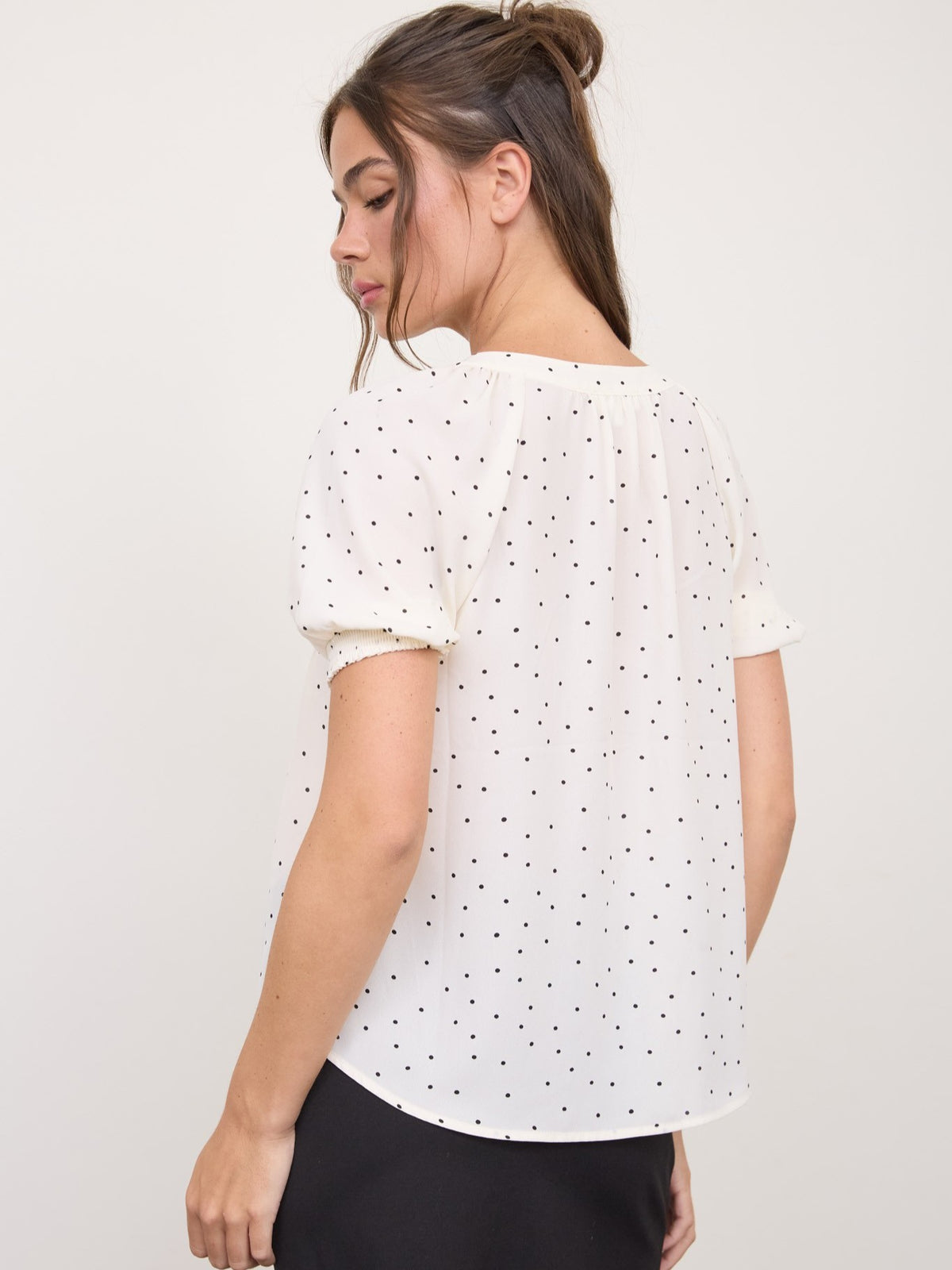 Polka Dot Short Sleeve Blouse
