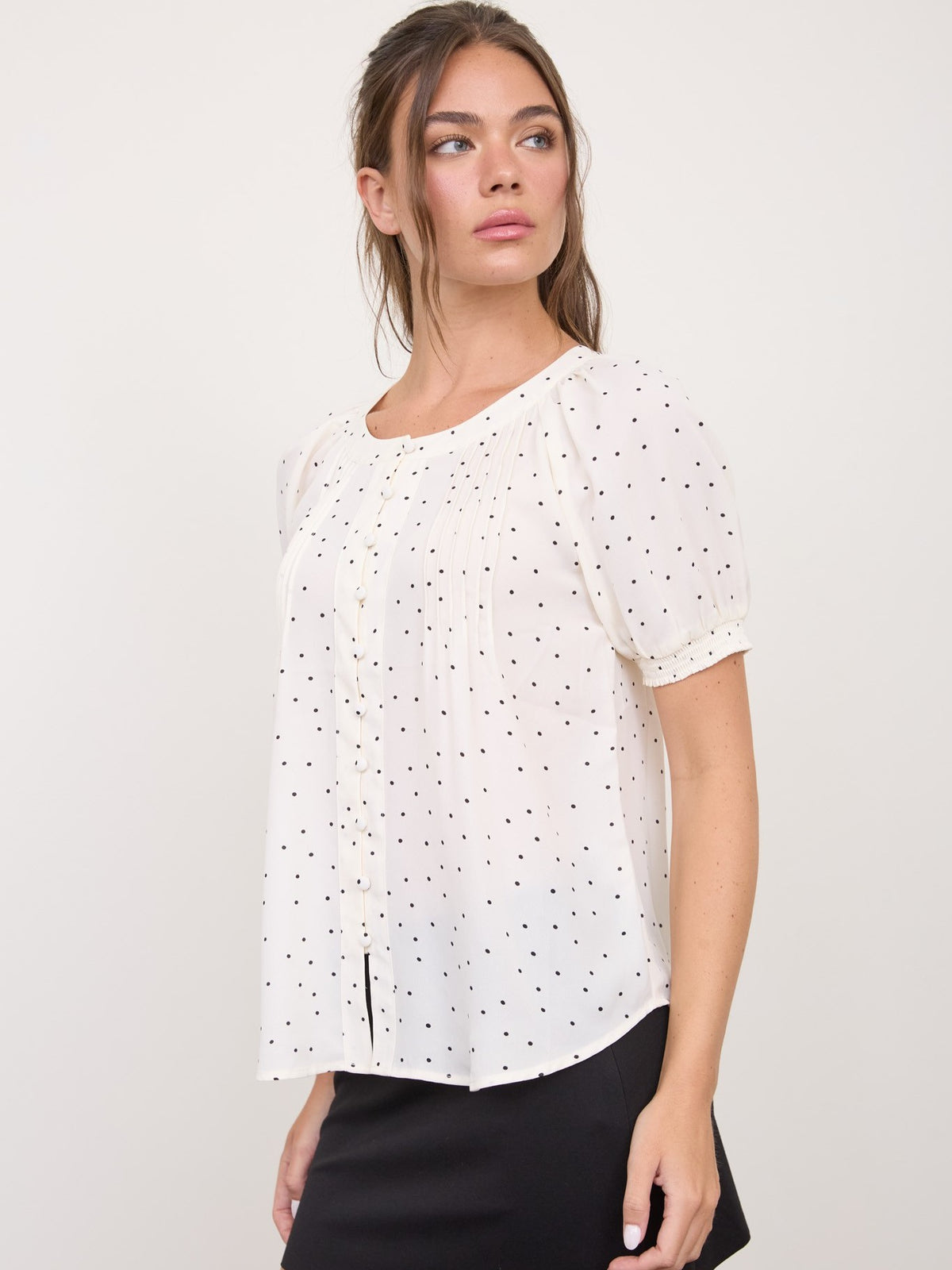 Polka Dot Short Sleeve Blouse