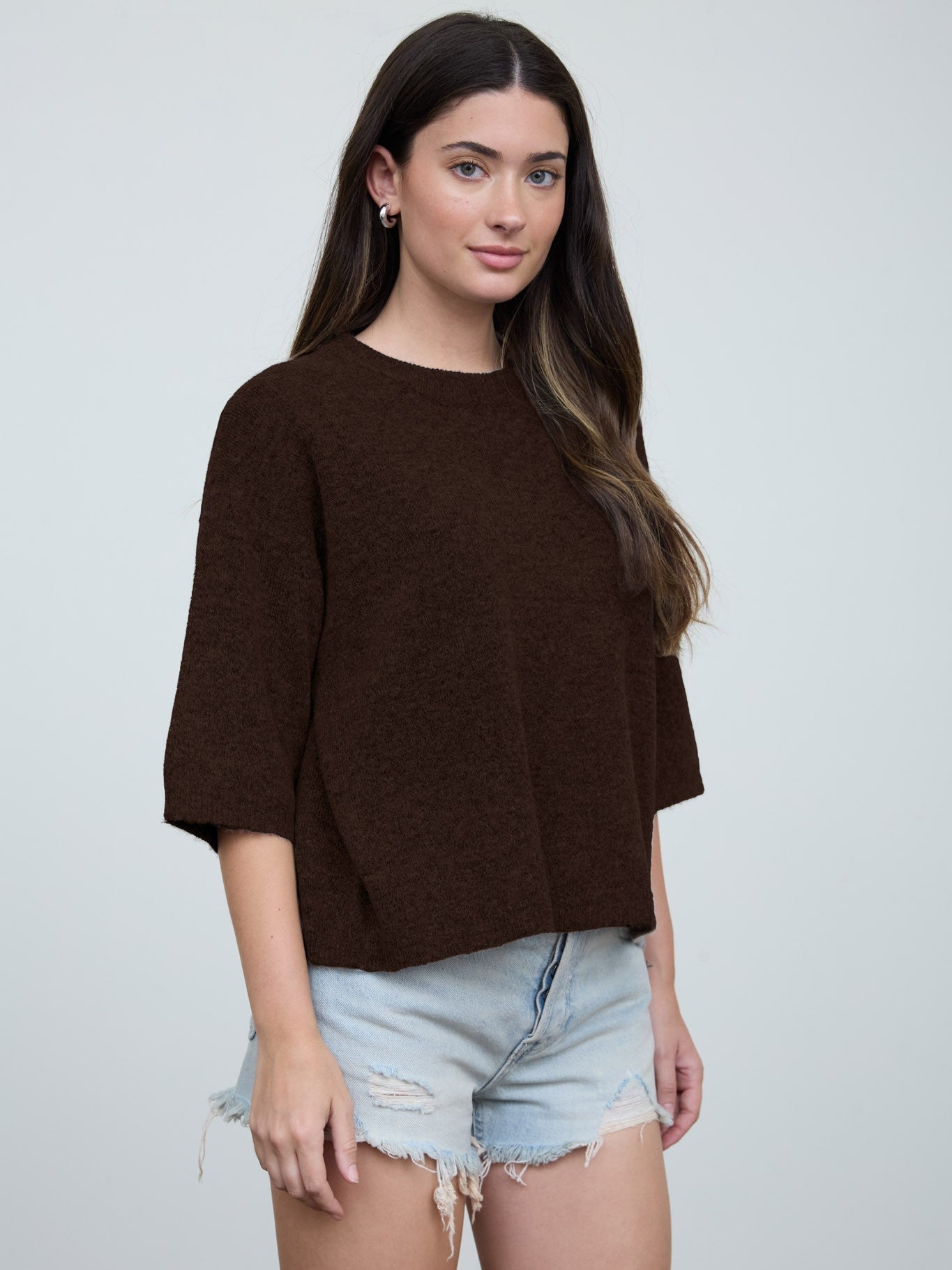 Simone Half Sleeve Crew Neck Sweater