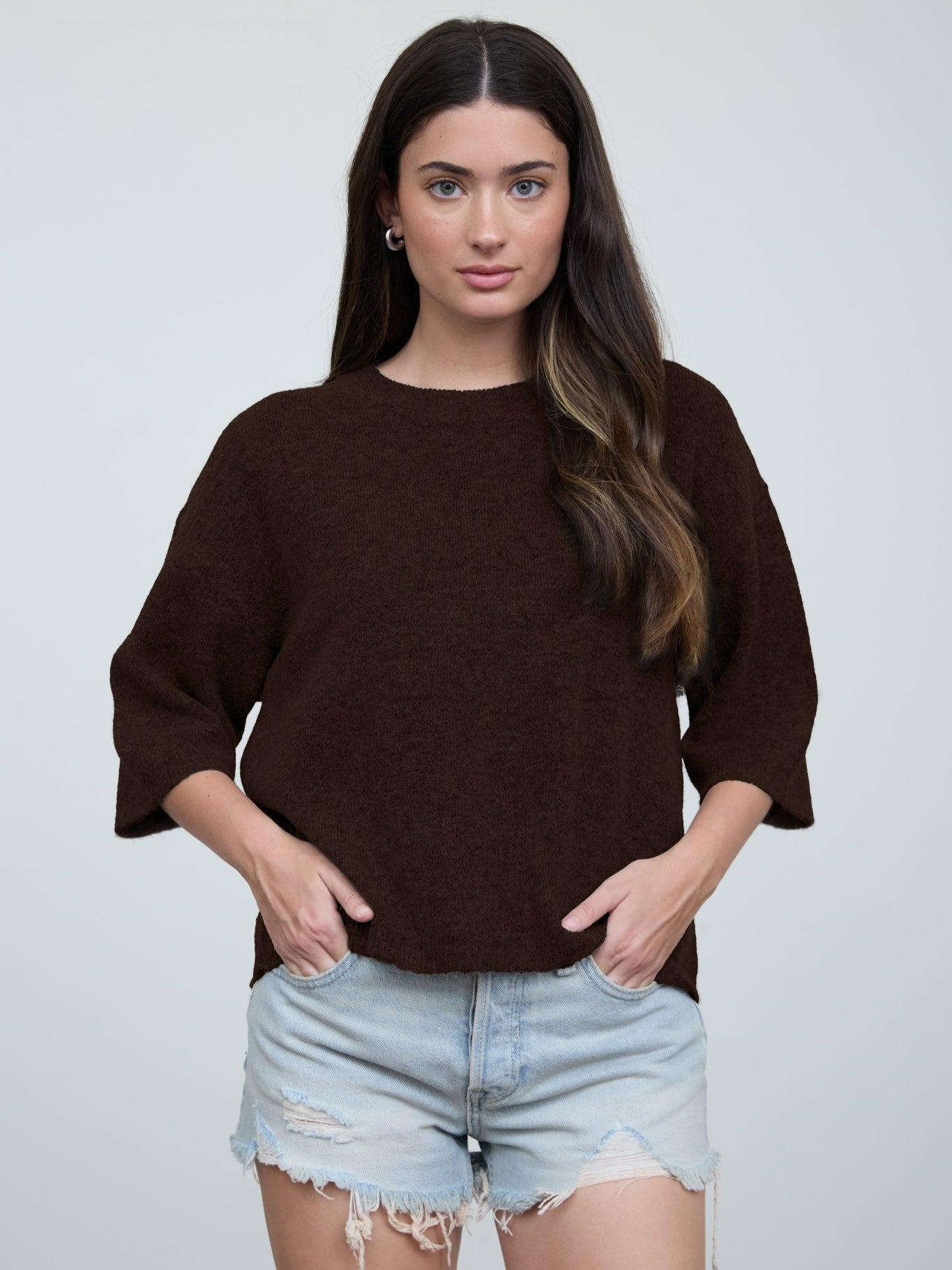 Simone Half Sleeve Crew Neck Sweater