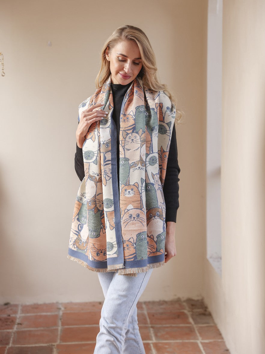 Rob Duguay Catty Cats Print Scarf