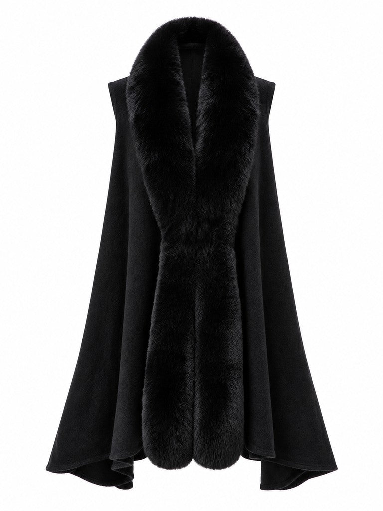 Faux Fur Trim Swing Vest