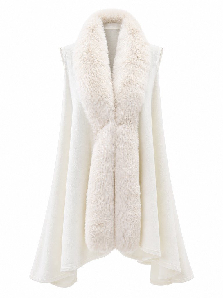 Faux Fur Trim Swing Vest