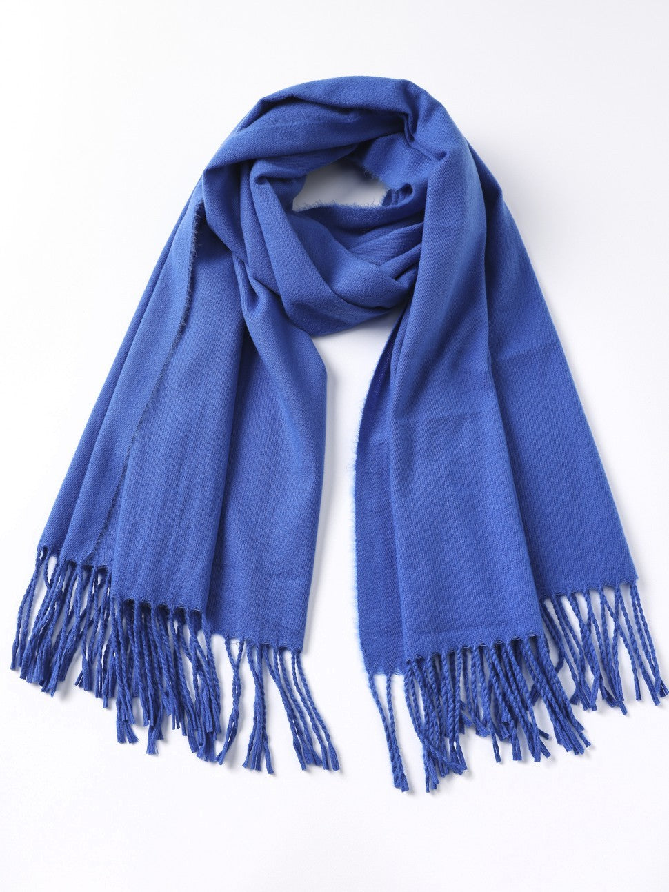 Rob Duguay Solid Fringe Oblong Scarf by Rob Duguay, blue scarf with fringed ends